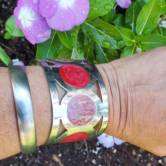 1980s Groovy Cuff and Bangle set - Picture 1 of 7